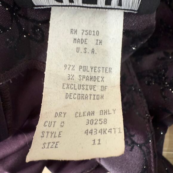 Vtg 90s Y2k Velvet Floral Glitter Mini Dress Party Whimsigoth Romantic Goth L - Picture 5 of 5